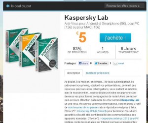 Antivirus Kaspersky pour android, blackberry , pc ou mac entre 5 et 15 euros… dernier jour