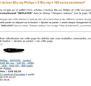 lecteur Bluray philips + 5 blu ray à 100 euros port inclu