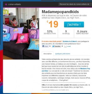 19 euros le bon d’achat de 40 valable sur le site MadamePopAndKids