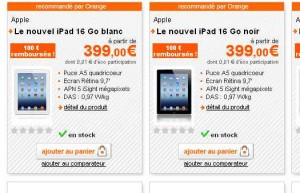 Nouvel Ipad 16go 3G qui revient à 489€ (voire 459 pour les abonnés orange mobile) tout en ayant un abonnement 3G 1Go pendant 6 mois … pour une commande d’ici le 6 juin