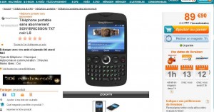 Mobile sonyericsson TXT à clavier wifi qui revient à moins de 60 euros en nu