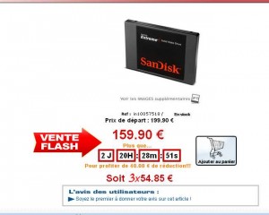 Moins de 160 euros port inclu le disque dur SSD de 240 Go Serial ATA 3