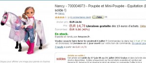 Grande poupée Nancy avec cheval pour moins de 15 euros ( moins de  la moitié du prix normal) … encore dispo