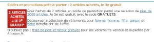 Soldes vetements sur amazon : 2 articles achetés , le 3eme offert … dernier jour