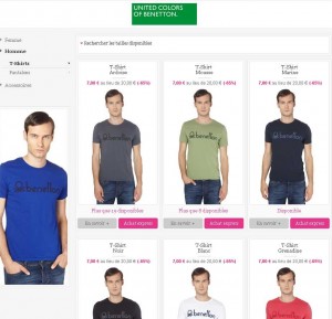 Benetton : tee shirt 7 euros, jeans 17 euros, robes 15 euros.. sur showroomprive
