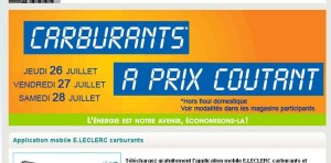 Carburants à prix coutant chez leclerc du 26 au 28 juillet 2012