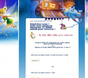 Disneyland Paris:  vente flash avec jusqu’à 50% de remise sur séjours sur juillet aout septembre .. dernier jour