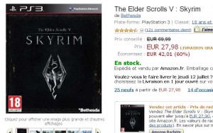 Jeu de role pour PS3 Elder Scrolls V Skyrim à moins de 28 euros port inclu