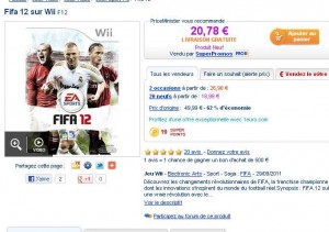 Jeu Fifa12 pour console Wii à moins de 21 euros port inclu