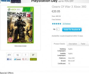 Jeu Gear of War 3 pour xbox360 à 20 euros port inclu (version anglais)