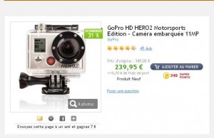 Caméra Go Pro Hero2 motorsport à 250 euros port inclu
