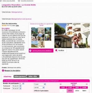 475 euros la semaine de location logement 5 personnes à la grande motte arrivée les 21 et 28 juillet .. dans un club vacances