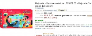 Jouet majorette station de lavage avec une voiture à 7.25 euros (le triple ailleurs)