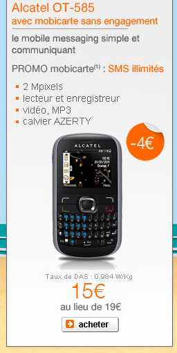 Mobile à clavier à 15 euros sans engagement en formule prépayée .. vente flash