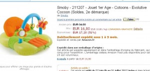 Tapis gonflable pour bébé smoby evolutive cocoon à 16 euros (autour de 40 en général)