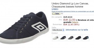 50% de remise sur des paires de chaussures Umbro .. à partir de 22.50 euros
