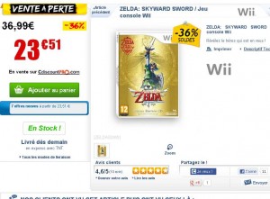 Jeu video Wii Zelda Skyward sword à 23.51 euros