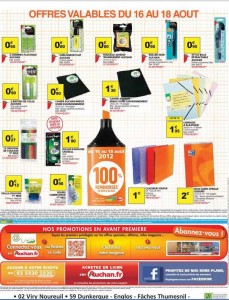 Fournitures scolaires 100% remboursées du 16 au 18 aout chez auchan
