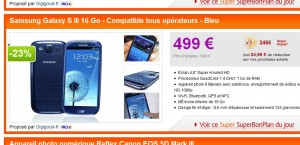 Galaxy S3 à 508.20 avec pres de 25 euros de bons d’achat en prime : uniquement le 29 aout