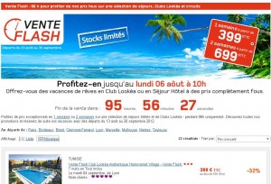 Vente flash lookvoyage jusqu’au 6 aout: jusqu’à 40% de remise pour des départs principalement fin aout, septembre , octobre …