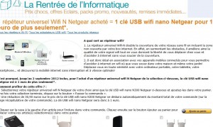 1 répéteur wifi n acheté = 1 cle wifi n pour 1 euro de plus