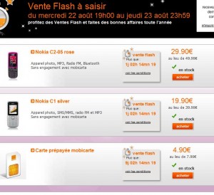 Vente flash orange 22 23 aout: nokia c1 à 19 euros, nokia c2 à 29 euros