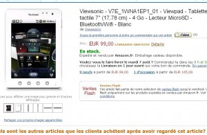 Tablette tactile Viewsonic V7E à moins de 100 euros port inclu