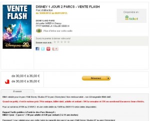 Disneyland Paris:  Billets datés à 30 ou 35 euros pour une visite jusqu’au 6 janvier 2013:  vente flash jusqu’au 21 septembre