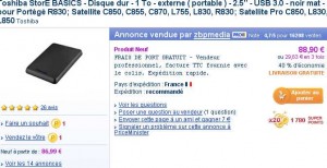 Disque dur externe 1to 2.5 pouces usb 3 à 88.90 mais avec 17.80 euros de bons d’achats .. TERMINE