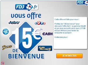 FDJ : ouvrez un compte joueur et pariez 5 euros et obtenez 15 euros de bonus pour jouer .. TERMINE