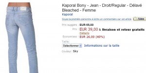 Moins de 40 euros des jeans Kaporal , Calvin Klein pour femmes