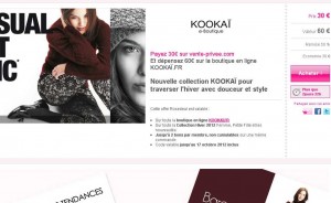 30 euros le bon d’achat de 60 valable sur la boutique en ligne Kookai