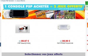 98.97 euros pour la console PSP Street et 2 jeux