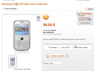 Mobile à clavier / wifi  Samsung Chat 335 qui revient à 9 euros après remboursement en formule prepayée sans engagement