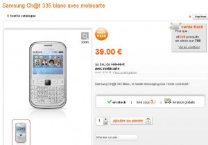 Mobile Samsung Chat 335 à clavier wifi qui revient à 9 euros en prepayé orange (39-30) .. faire vite