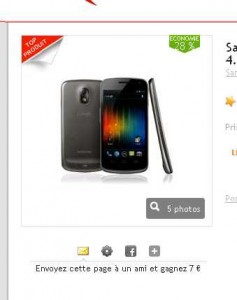 Smartphone Samsung Nexus 16go à 359 euros port inclu avec 35 euros de bons d’achats pour une prochaine commande.. le 5 septembre uniquement