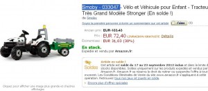 Tracteur à pedales Smoby pour enfants à 72.40 euros port inclu ( 115 euros au moins ailleurs)