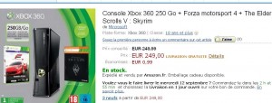 Un pack xbox360 250go avec Forza4 + The Elder Scrolls V à moins de 250 euros
