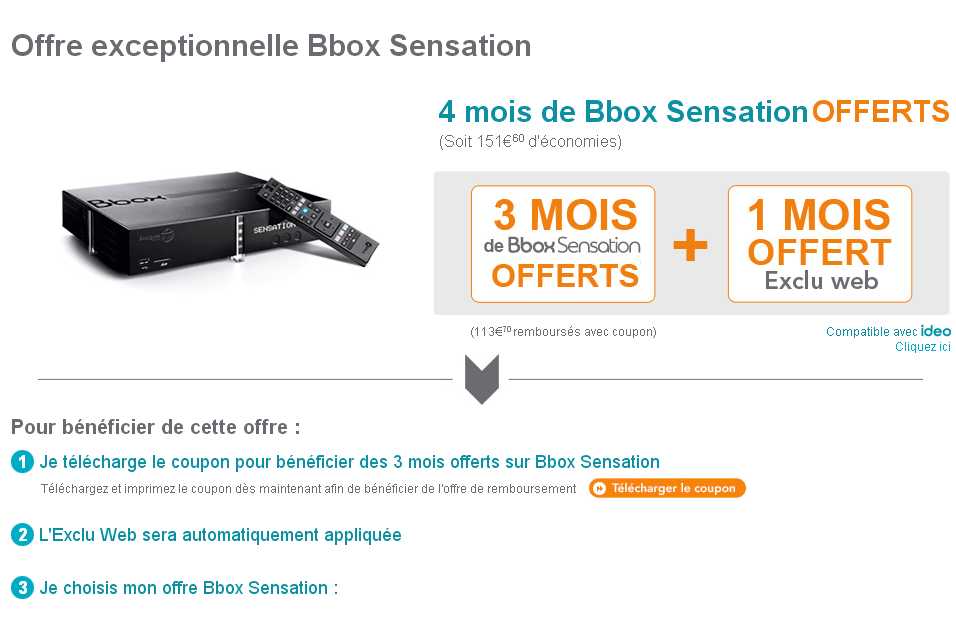 4 mois remboursés pour un abonnement triple play bbox sensation