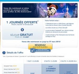 Disneyland Paris .. journée ou nuit offertes sur l’achat d’un séjour …