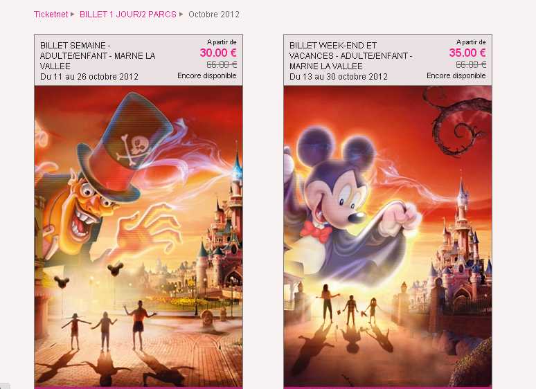 Disneyland paris 30 euros l'entree en semaine, 35 pour les week end