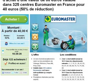 Centre Auto Euromaster : 40 euros le bon d’achat d’une valeur de 80