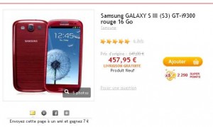 Samsung Galaxy S3 à 457 euros avec en prime plus de 22 euros de bons d’achats