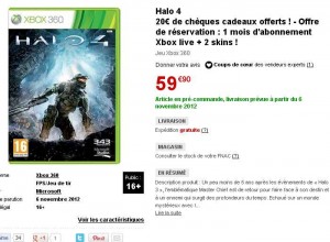 Jeu Xbox Halo4 à 59.9 euros mais avec 20 euros de cheques cadeaux offerts .. jusqu’au 15 octobre