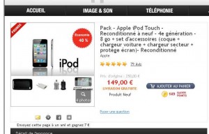 Ipod Touch reconditionné avec accessoires pour 129 euros livraison incluse