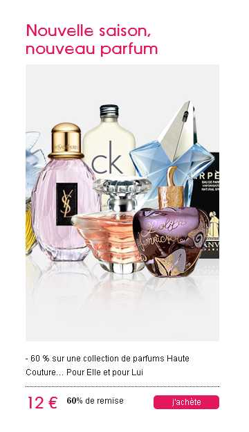 Super affaire parfum : 12 euros (voire 7 ) le bon d’achat de 30 valable sur le site