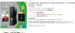 195 euros le pack XBOX360 250go + Forza 4 et The Elder Skroll 5 …