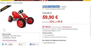 Smoby Kart à pedale cars2 à 77 euros livraison incluse contre au moins135 euros ailleurs