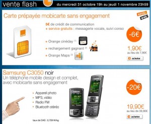 Vente flash orange : puce sim mobicarte à 1.90 euros, mobile samsung