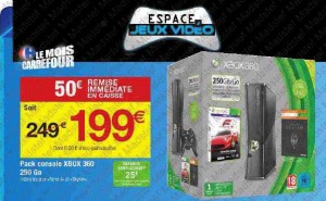 Pack Xbox360 250go + forza4 + Skyrim à 199 euros chez carrefour du 10 au 16 octobre